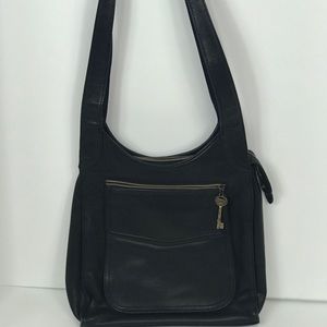 Fossil Black Leather Shoulder Bag EUC